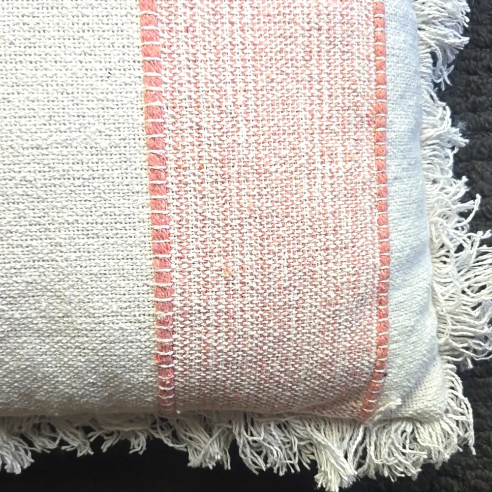 Pink and White Striped Throw Pillow